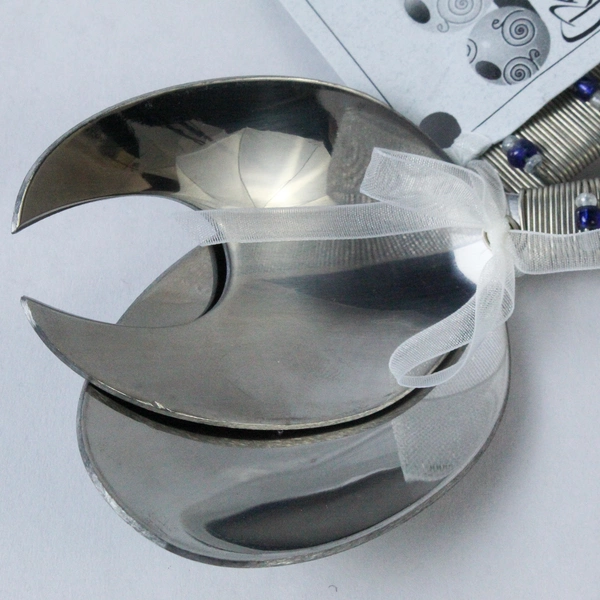 Vtg Creations of Hope Handcrafted African Salad Spoon Fork Set Beaded Handles