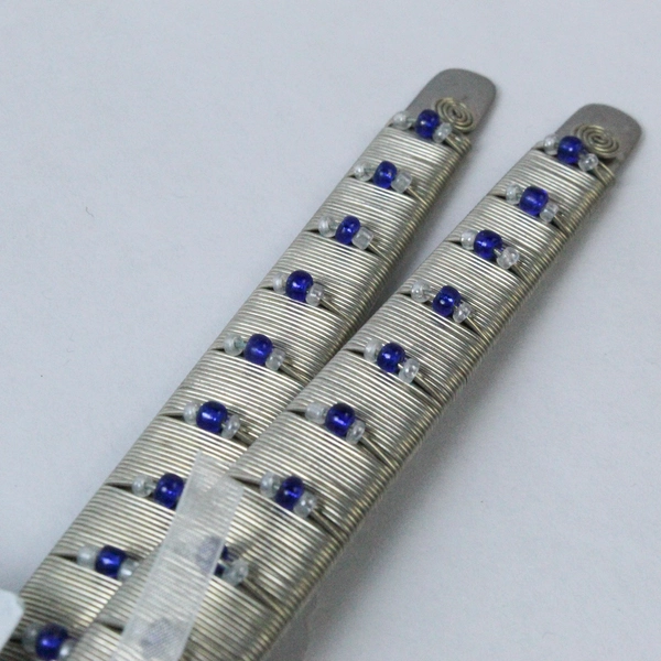 Vtg Creations of Hope Handcrafted African Salad Spoon Fork Set Beaded Handles