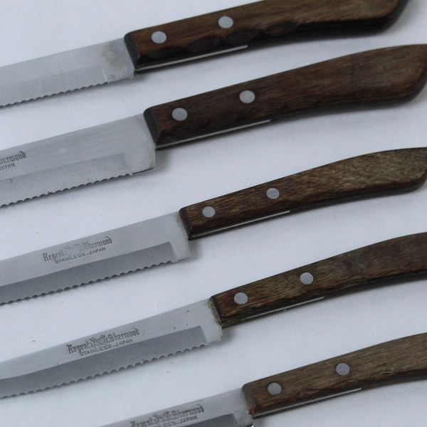 Lot of 5 Vintage Regent Sherwood Kitchen Knives Bread Paring Carving Steak