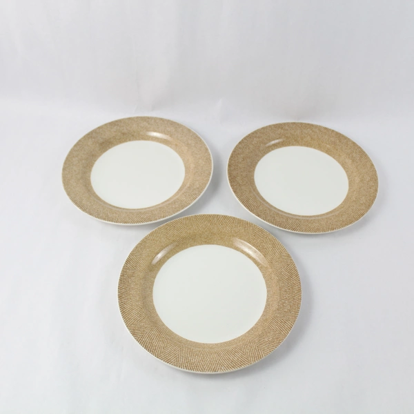 Lot of 3 Pier One Textured Bands 10" Dinner Plates England Vintage