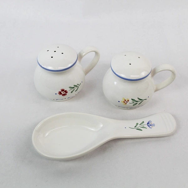 International China 3 Piece Greta Spoon Rest & Salt Pepper Shakers Set