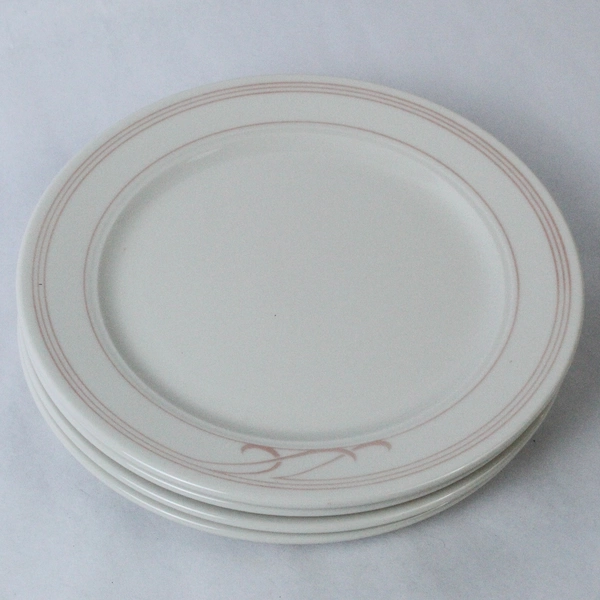 Set Of 4 Homer Laughlin Seville Cambridge White Pink Swirl Dinner Plates 10.5 In