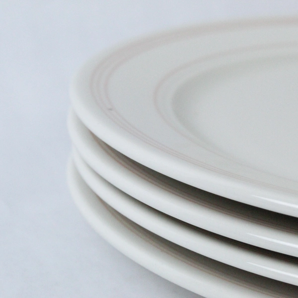 Set Of 4 Homer Laughlin Seville Cambridge White Pink Swirl Dinner Plates 10.5 In