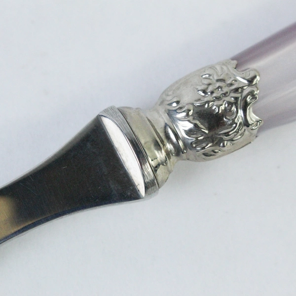 Scof France Vintage Stainless Steel Fork Purple Marbled Handle 8.5" Flatware