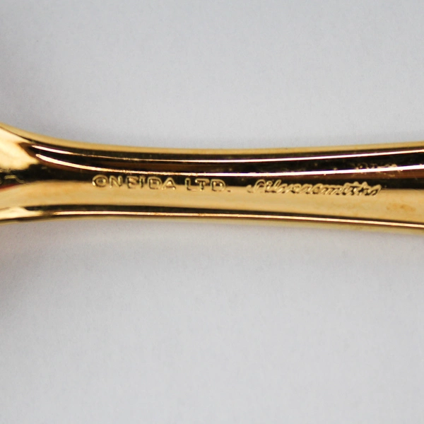 Lot of 3 Gold Tone Oneida Silversmiths Serving Spoon Fork Pie Server Set