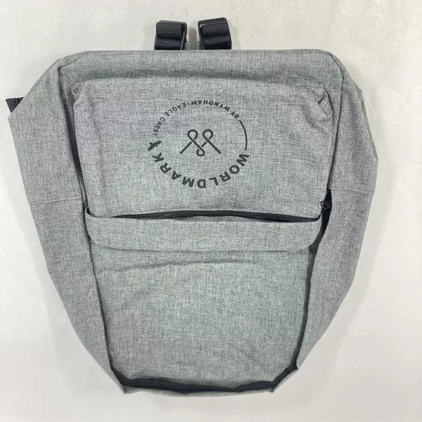 Wyndham Eagle Crest Gray Canvas Backpack Vinyl Lined Adjustable Straps 15.5"