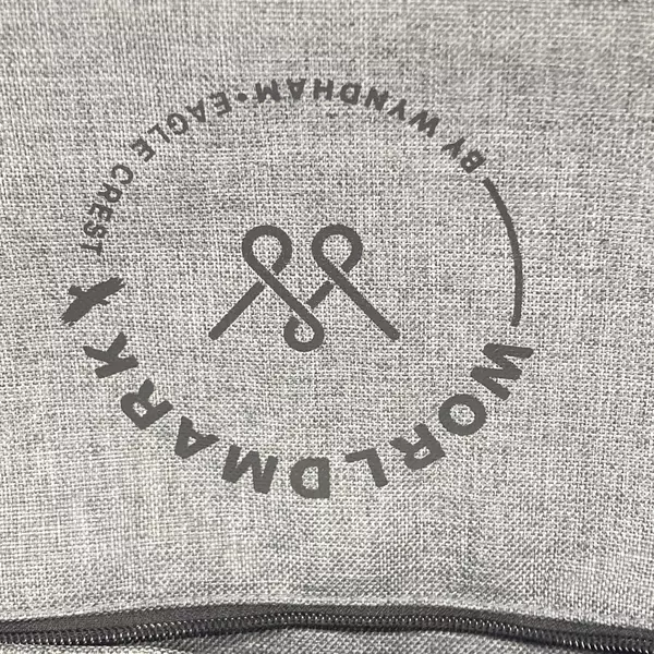 Wyndham Eagle Crest Gray Canvas Backpack Vinyl Lined Adjustable Straps 15.5"