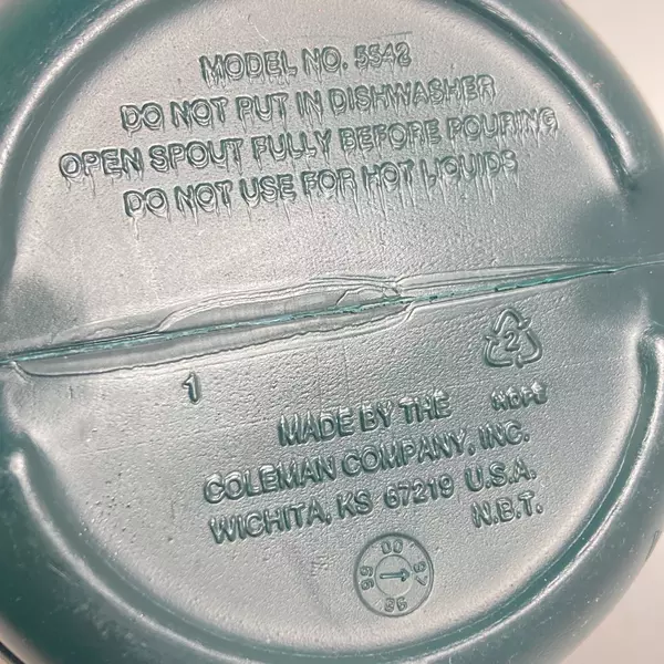 Vintage Coleman 7 Up RC Cola Thermos Model 5542 Dark Green With White Lid