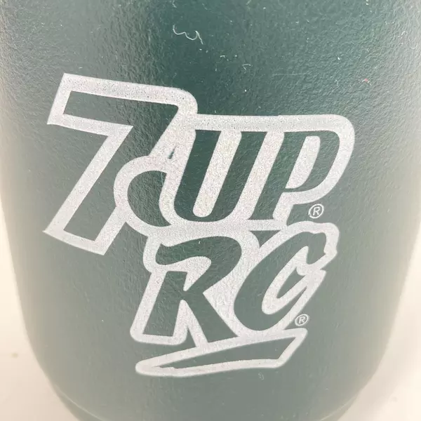 Vintage Coleman 7 Up RC Cola Thermos Model 5542 Dark Green With White Lid