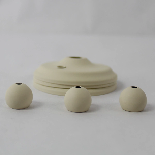 Lot of 3 Beige Porcelain Chandelier Pull Switch Cord Caps 2.5 Inch Decor