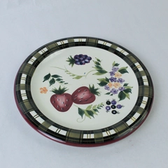 Oneida Strawberry Plaid 10.5" Ceramic Dinner Plate Discontinued 2002 Vintage