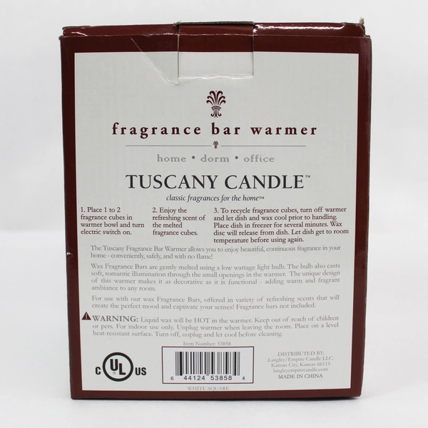 Tuscany Candle Fragrance Bar Warmer White Square by Langley - Tested & Boxed