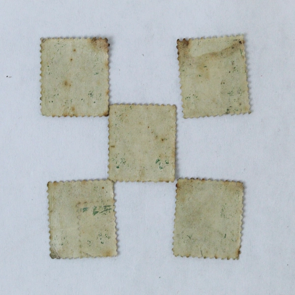 Lot of 5 Canal Zone 1924 One Cent Green Overprinted Stamps - Franklin