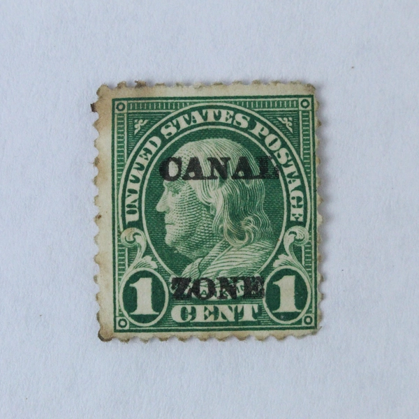 Lot of 5 Canal Zone 1924 One Cent Green Overprinted Stamps - Franklin