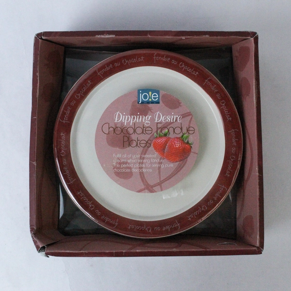 Set of 4 MSC Int'l Jo!e Dipping Desire Red 7.25" Chocolate Fondue Plates
