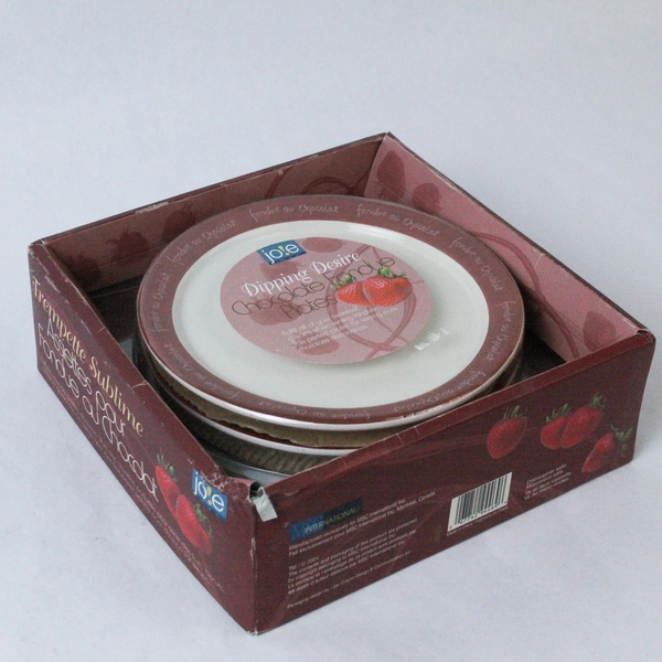 Set of 4 MSC Int'l Jo!e Dipping Desire Red 7.25" Chocolate Fondue Plates