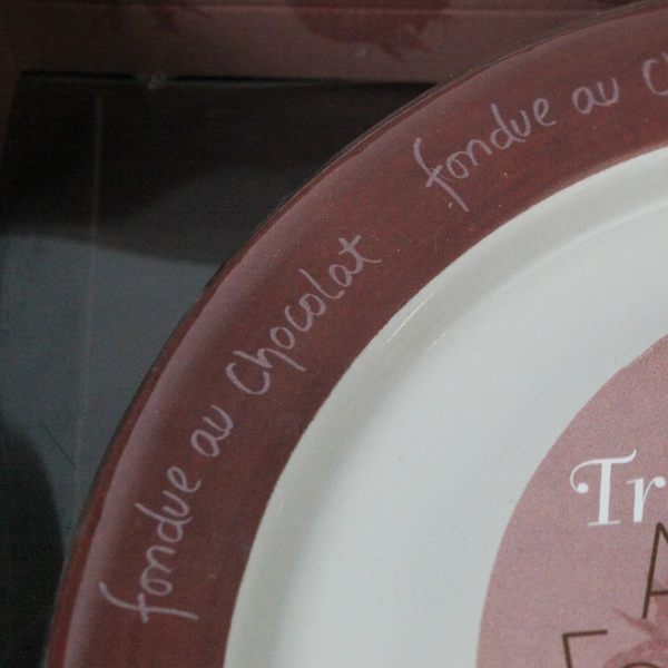 Set of 4 MSC Int'l Jo!e Dipping Desire Red 7.25" Chocolate Fondue Plates