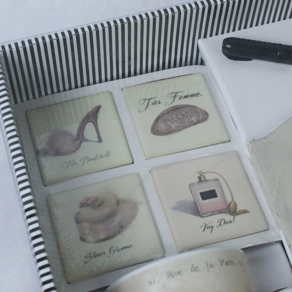 Diva's Deluxe Gift Set Ceramic Mug Erasable Memo Board 4 Magnets Box