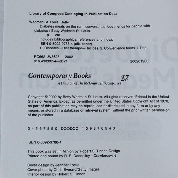 Diabetes Meals on the Run by Betty Wedman-St. Louis 2002 Cookbook, Good