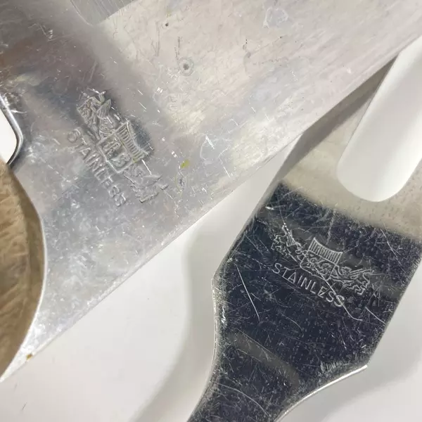 R.S. Stainless 9" Chef's Knife & Meat Fork Wood Handle Full Tang Cutlery Set