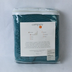 Company C Standard Shimmer Quilted Sham Peacock 28"x20" Pre-Owned Pillow