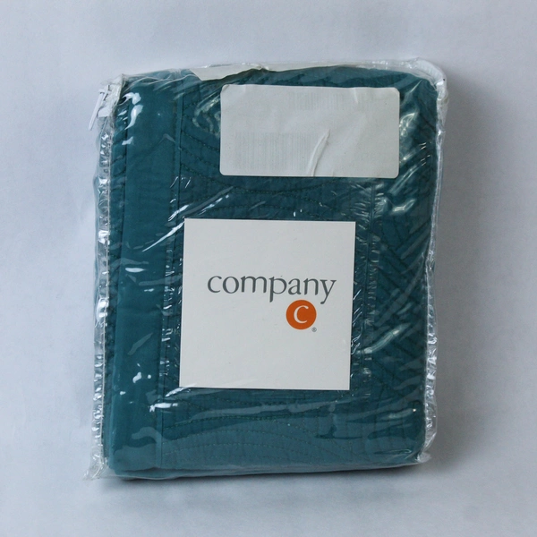 Company C Standard Shimmer Quilted Sham Peacock 28"x20" Pre-Owned Pillow