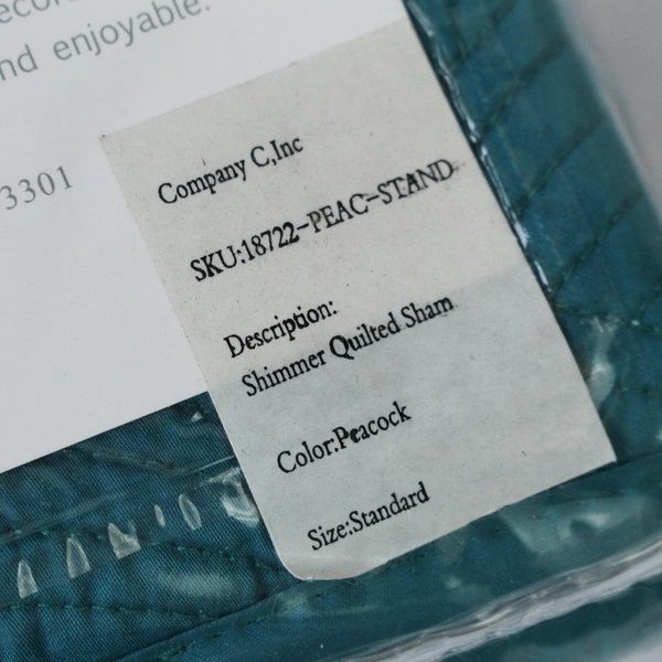 Company C Standard Shimmer Quilted Sham Peacock 28"x20" Pre-Owned Pillow