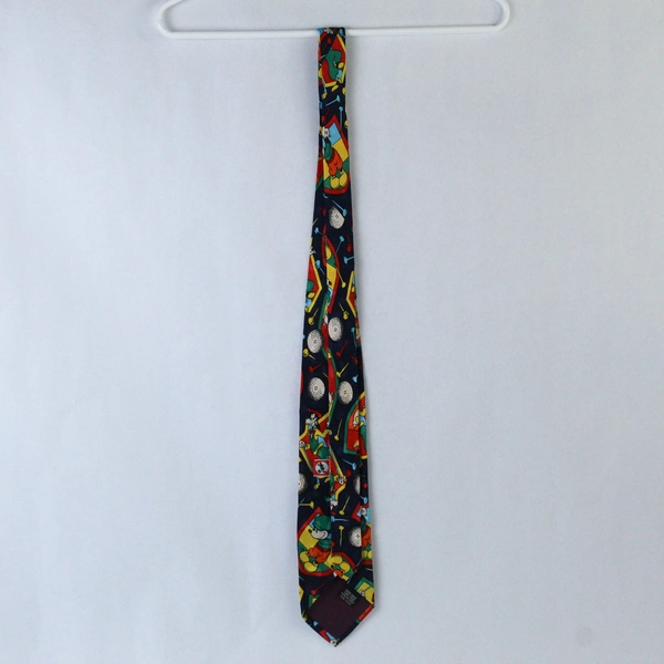 Vintage Mickey Inc Disney Golf Silk Tie Donald Duck Mickey Mouse Navy Blue