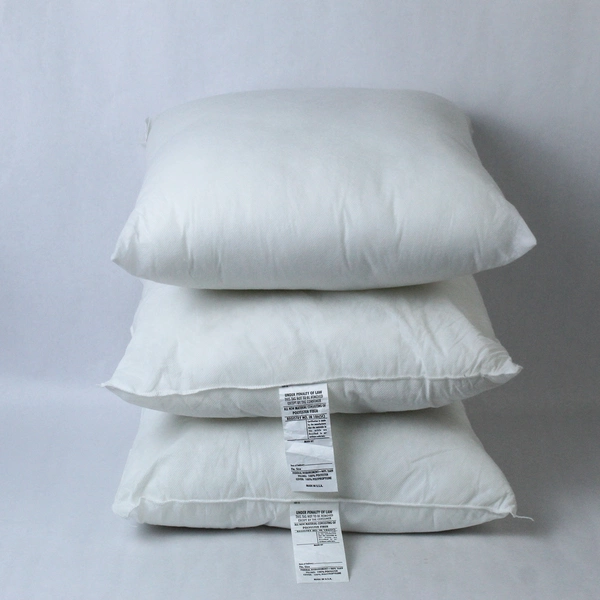 Lot of 3 White 16x16 Inch Square Pillows 100% Polyester Fiber Filling