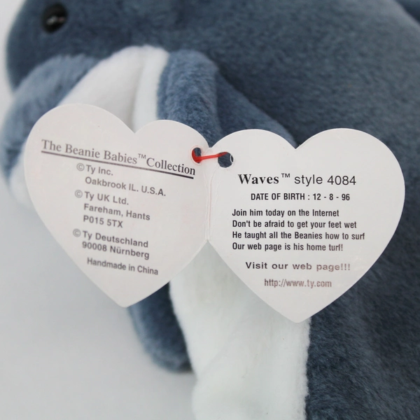 1996 Ty Beanie Original Baby Echo The Dolphin with Waves The Whale Tags Oddity