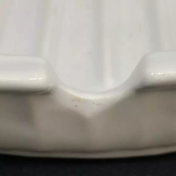 Vintage White Ceramic Grill Dish with Handles & Spoon Rest Indent 11"