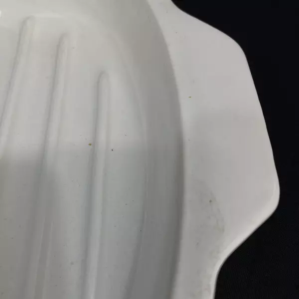 Vintage White Ceramic Grill Dish with Handles & Spoon Rest Indent 11"