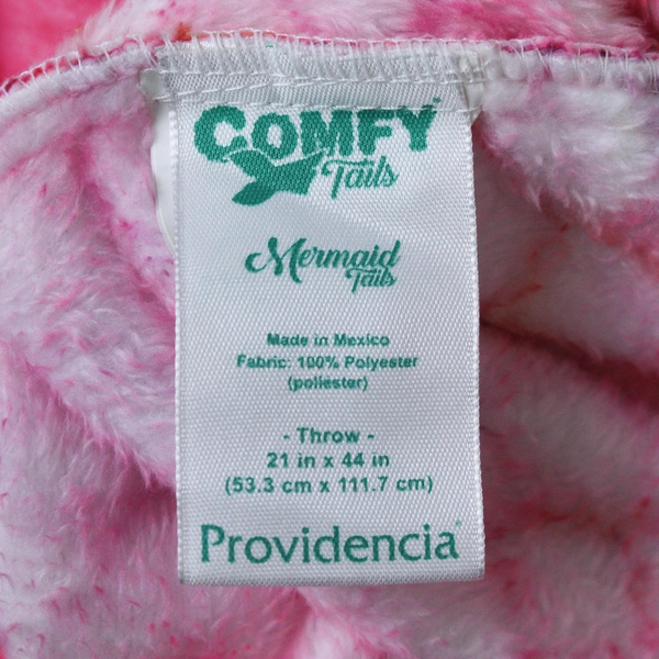 Comfy Tails Pink Mermaid Fin Throw Blanket 21x44in Soft Polyester Collectible