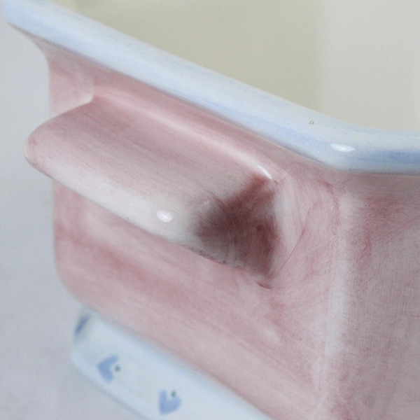 At Home International Trish Richman Pink Green Teapot Serving Bowl Lid Ladle