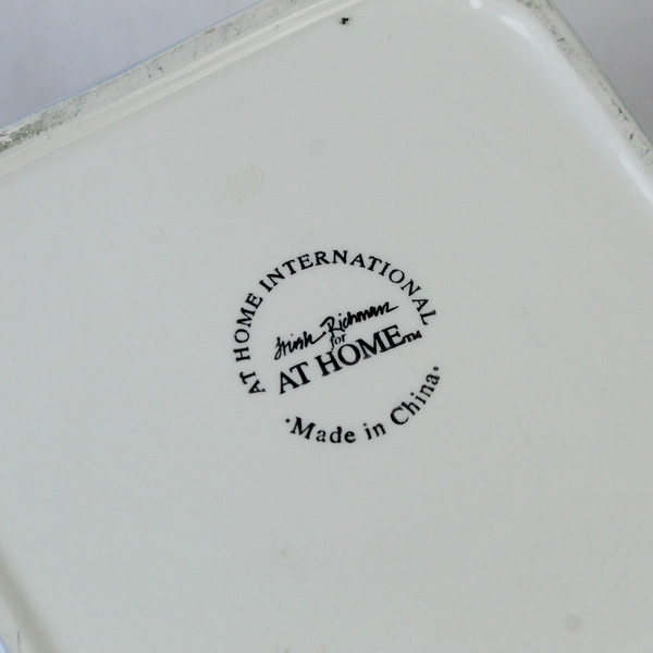 At Home International Trish Richman Pink Green Teapot Serving Bowl Lid Ladle