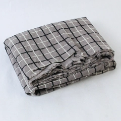 Woven Brown Black Plaid Fabric 56" x 33" Medium Weight Pre-Owned Craft Material