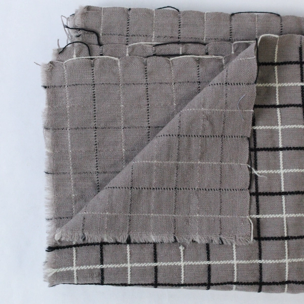 Woven Brown Black Plaid Fabric 56" x 33" Medium Weight Pre-Owned Craft Material