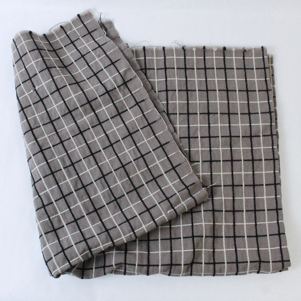 Woven Brown Black Plaid Fabric 56" x 33" Medium Weight Pre-Owned Craft Material