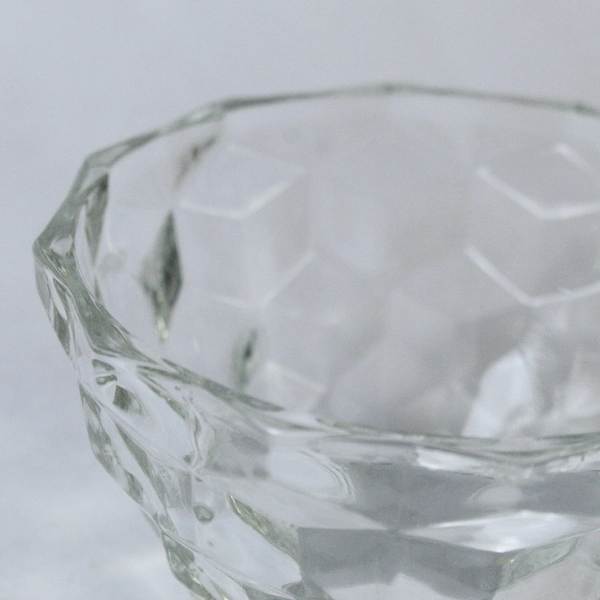 Vintage Fostoria American Cube Clear Glass Bowl & Saucer Set with Chips