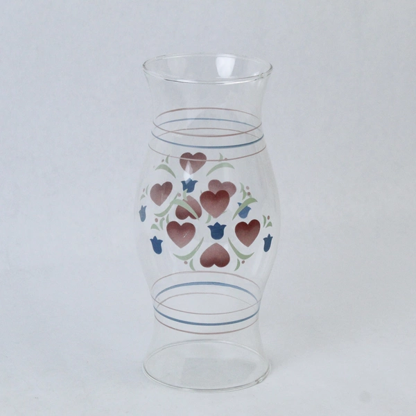 Clear Glass Hurricane Lamp Globe Tulip Heart Design Vintage Decor 8.5" Tall