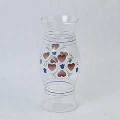 Clear Glass Hurricane Lamp Globe Tulip Heart Design Vintage Decor 8.5" Tall