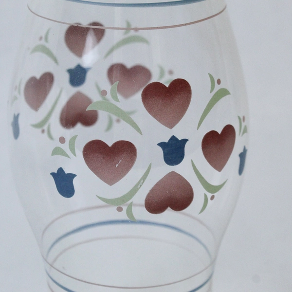 Clear Glass Hurricane Lamp Globe Tulip Heart Design Vintage Decor 8.5" Tall