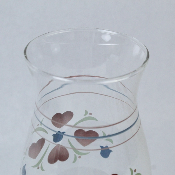 Clear Glass Hurricane Lamp Globe Tulip Heart Design Vintage Decor 8.5" Tall