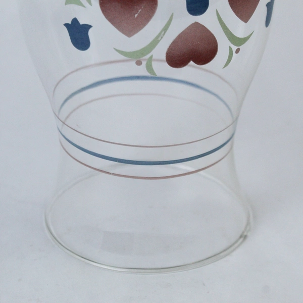Clear Glass Hurricane Lamp Globe Tulip Heart Design Vintage Decor 8.5" Tall