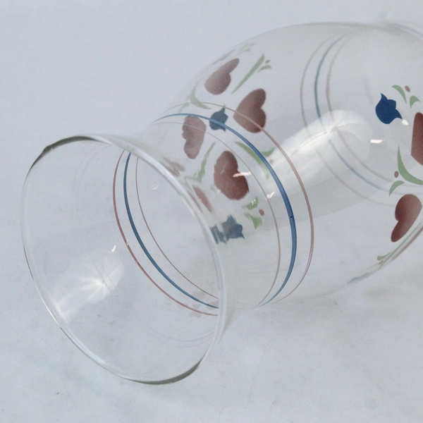 Clear Glass Hurricane Lamp Globe Tulip Heart Design Vintage Decor 8.5" Tall