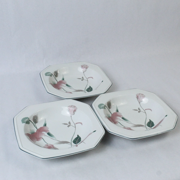 Lot of 3 Mikasa Continental Silk Flowers Bowls 8.25" Floral Pattern Pre-owned