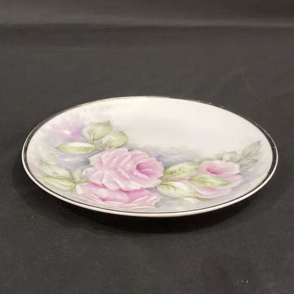 Harmony House Moderne Hand Painted Pink Rose Salad Plate Fine China 8" Japan