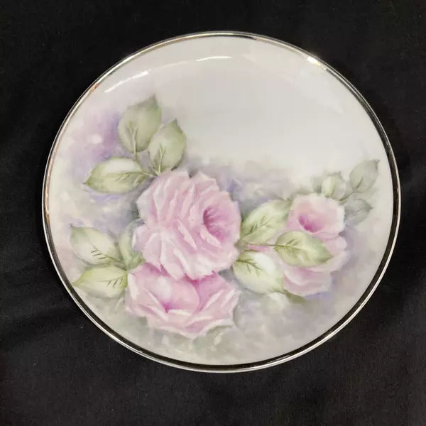Harmony House Moderne Hand Painted Pink Rose Salad Plate Fine China 8" Japan