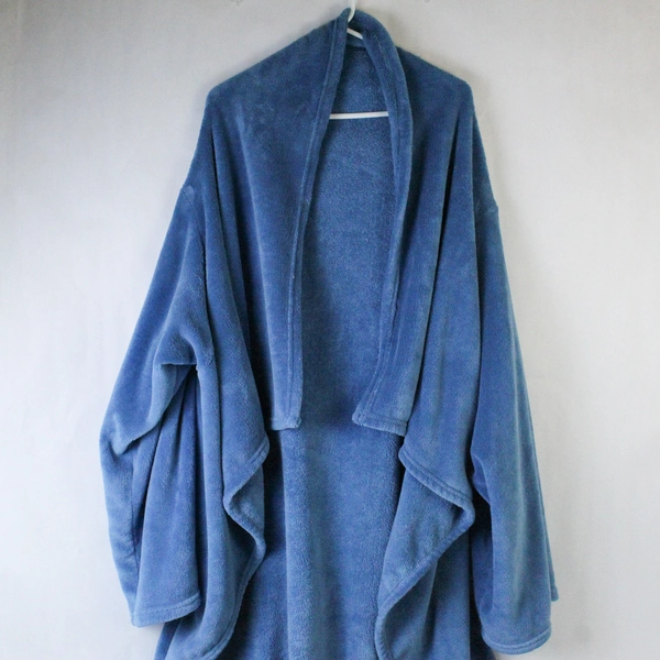 Warm & Cozy Blue Fleece Throw Blanket with Sleeves 50x70 Soft Wrap