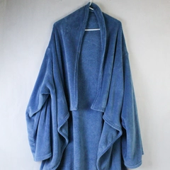 Warm & Cozy Blue Fleece Throw Blanket with Sleeves 50x70 Soft Wrap